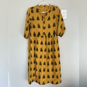 Anouk Women Mustard Yellow & Grey Printed Kurta